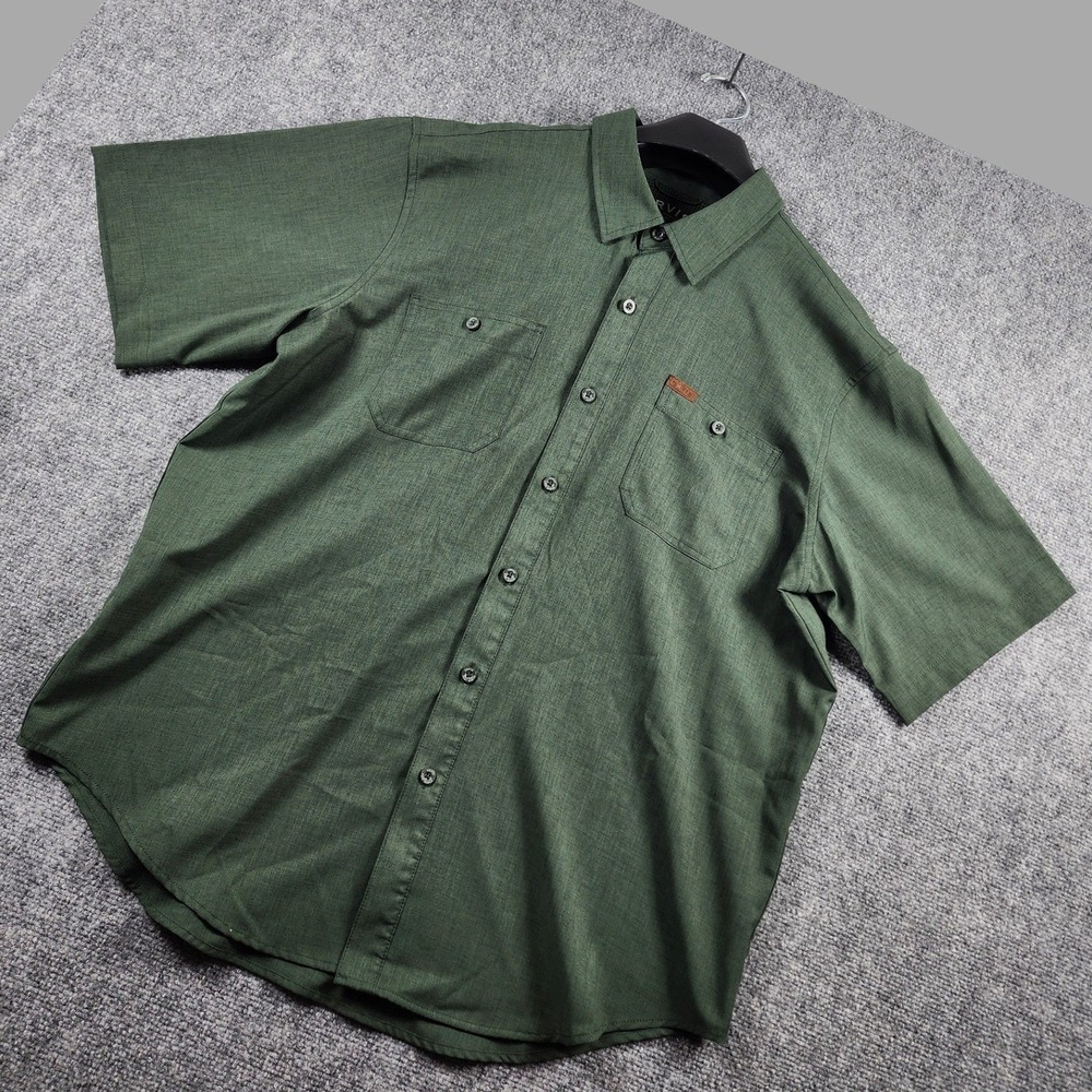 Orvis Mens XL Green Short‎ Sleeve Button Down Shirt Classic Collection Hiking